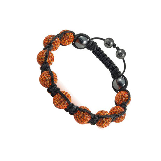 St Paul - Tresor Paris Bracelet - Orange 10mm Crystal & Magnetite - Black Cord - 016506