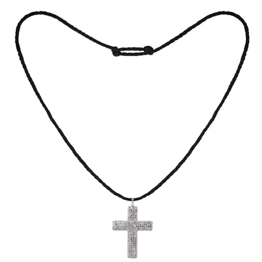 Tresor Paris Necklace - Crystal Encrusted Cross - White - 020286