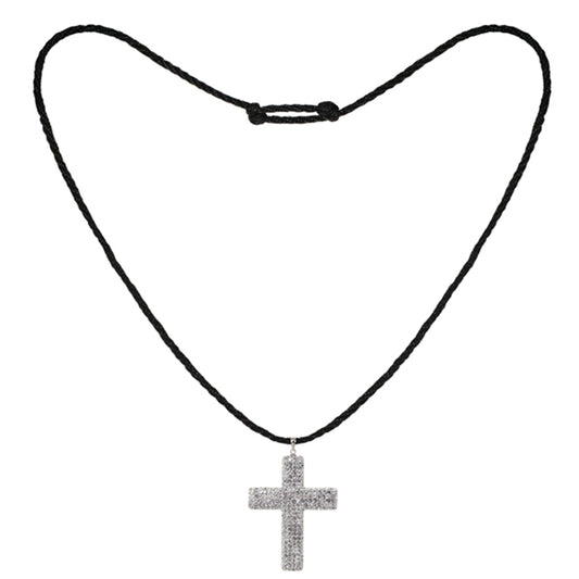Tresor Paris Necklace - Crystal Encrusted Cross - White - 020288