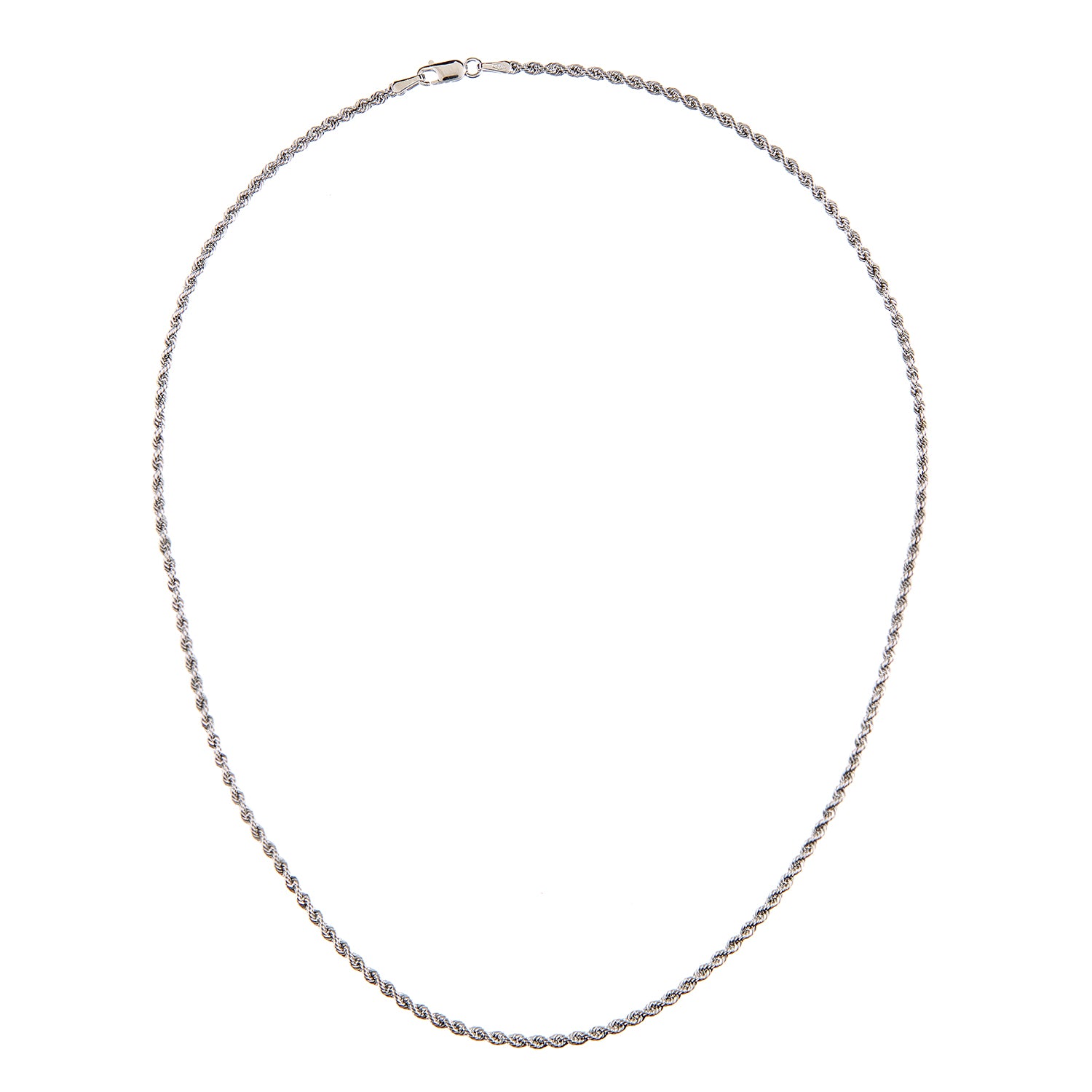 9ct White Gold  Rope Chain Necklace 2mm 16 inch - 040AXLHVCW-16