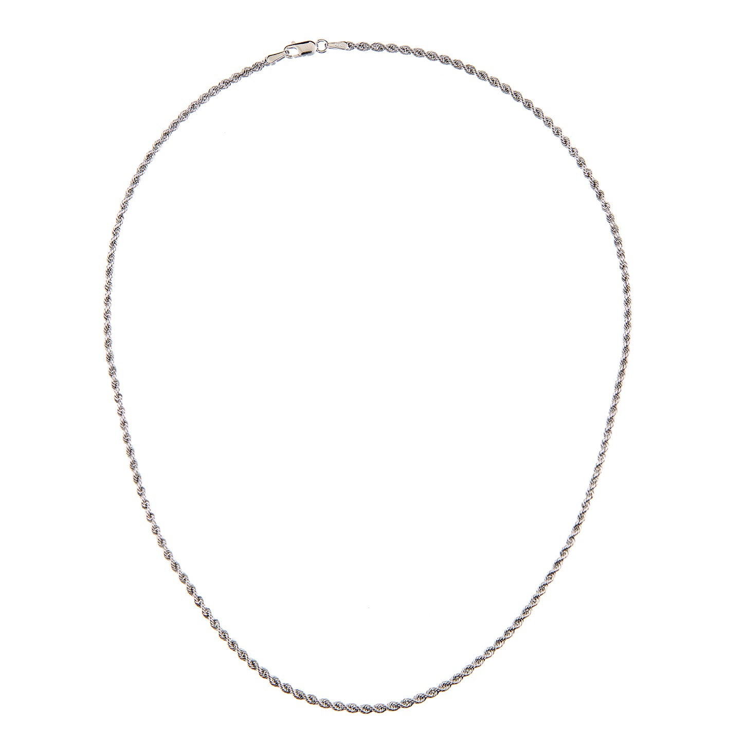 9ct White Gold  Rope Chain Necklace 2mm 16 inch - 040AXLHVCW-16