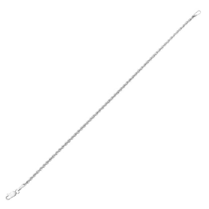 9ct White Gold  Rope Chain Bracelet 2mm 7.25 inch - 040AXLHVCW-7.25