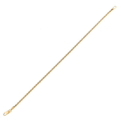 9ct Gold  Rope Chain Bracelet 2mm 7.25 inch - 040AXLHVCY-7.25