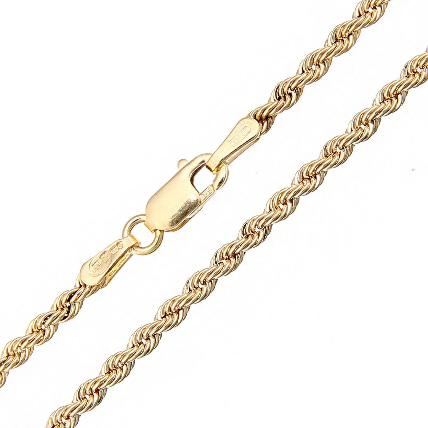 9ct Gold  Rope Chain Bracelet 2mm 7.25 inch - 040AXLHVCY-7.25