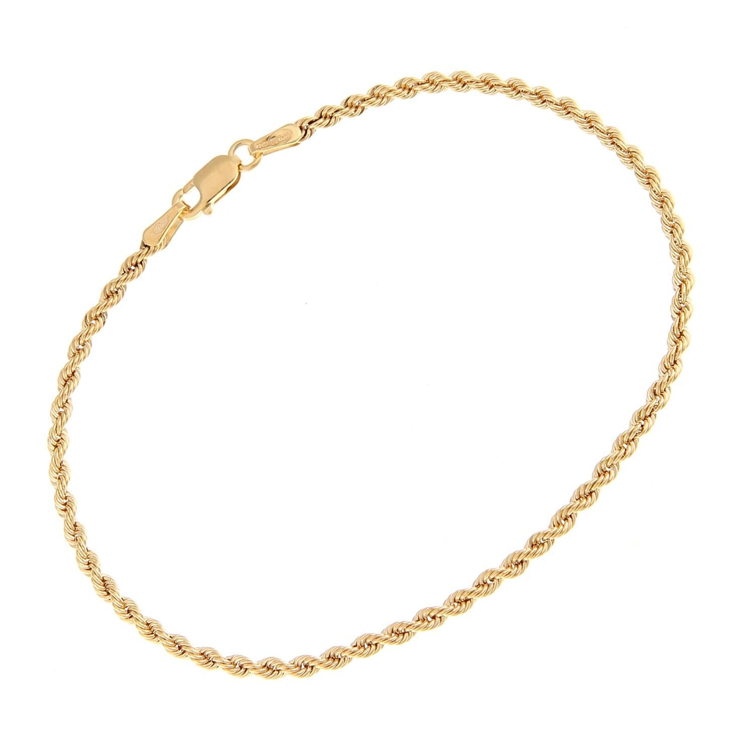 9ct Gold  Rope Chain Bracelet 2mm 7.25 inch - 040AXLHVCY-7.25