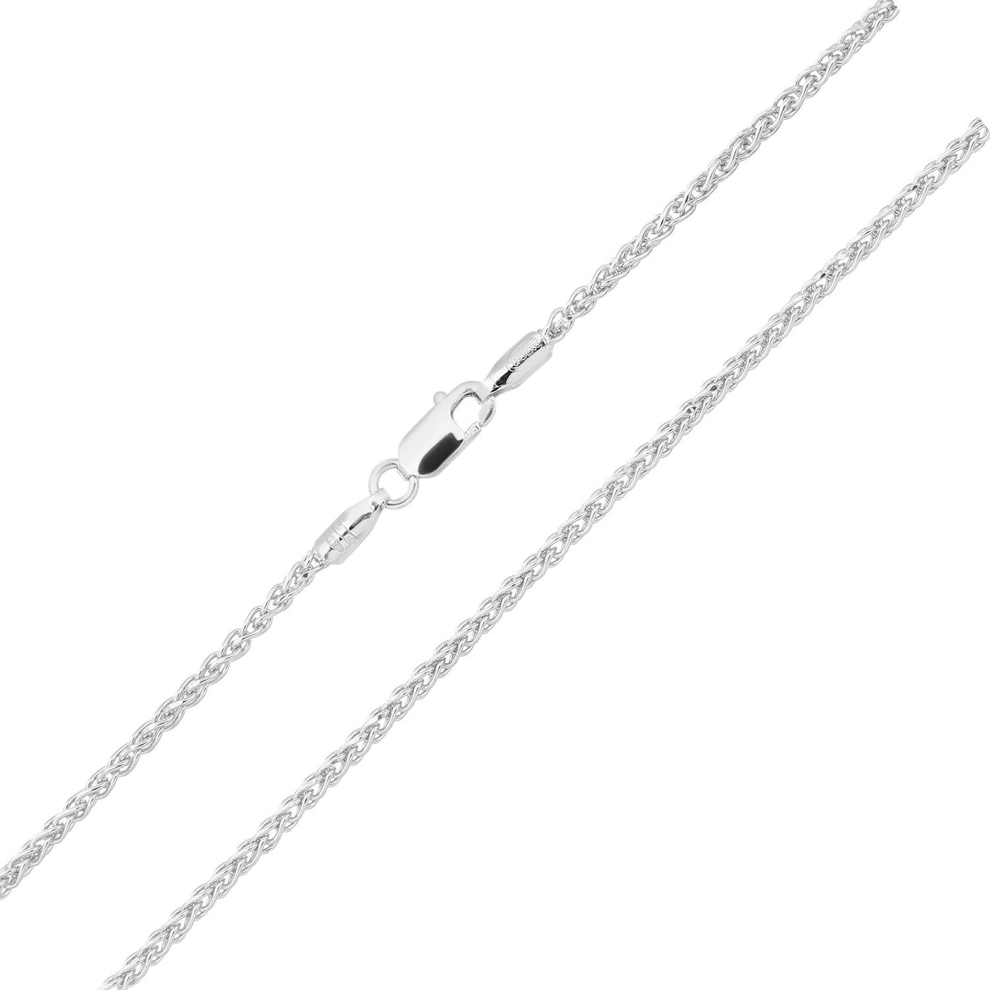 9ct White Gold  Spiga Wheat Chain Necklace 1.5mm - 042AXLKEDW