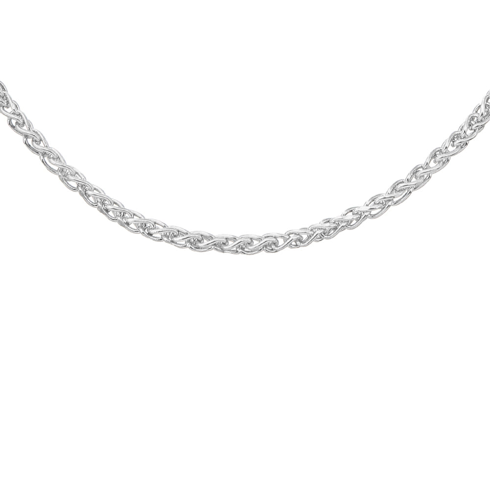 9ct White Gold  Spiga Wheat Chain Necklace 1.5mm - 042AXLKEDW