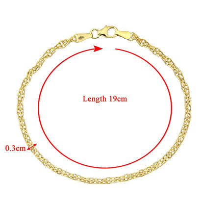 9ct Gold  Figure of 8 Infinity Link Chain Bracelet 3mm 7.5 inch - 050AXLASPD7.5