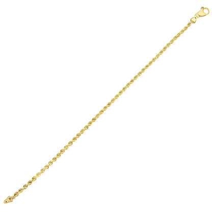 9ct Gold  Rope Chain Bracelet 3mm 7.5 inch - 050AXLHVC7.5