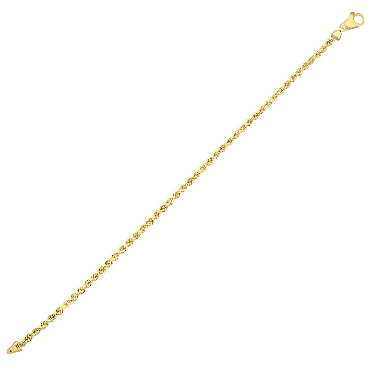 9ct Gold  Rope Chain Bracelet 3mm 7.5 inch - 050AXLHVC7.5