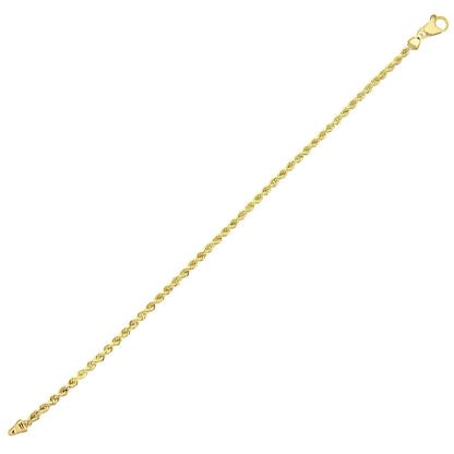 9ct Gold  Rope Chain Bracelet 3mm 7.5 inch - 050AXLHVC7.5