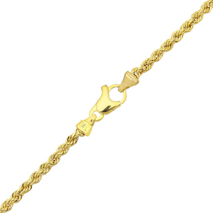 9ct Gold  Rope Chain Bracelet 3mm 7.5 inch - 050AXLHVC7.5