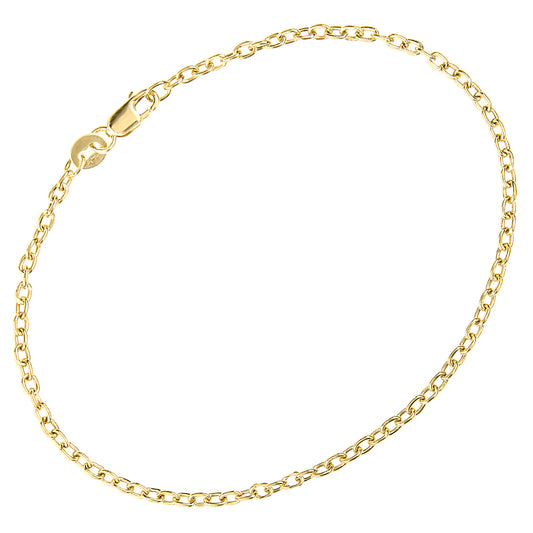 9ct Gold  Cable Chain Bracelet 2mm 7.5 inch - 060AXLBRVY-7.5