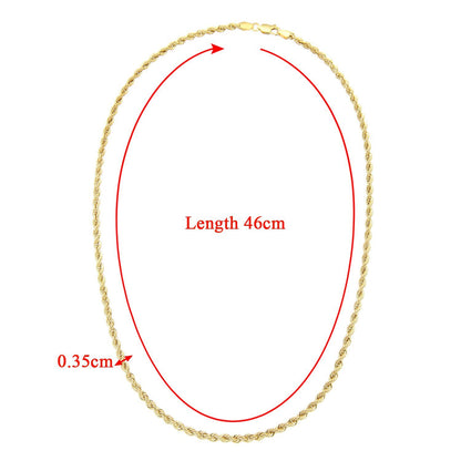 9ct Gold  Rope Chain Necklace 3.5mm 18 inch - 060AXLHVC18