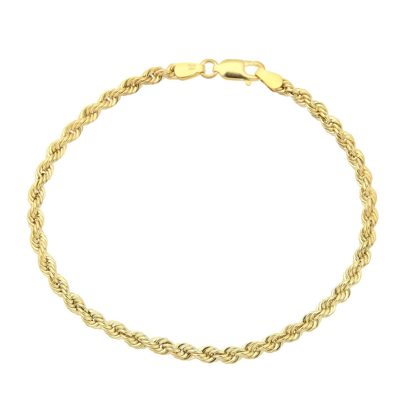9ct Gold  Rope Chain Bracelet 3.5mm 7.5 inch - 060AXLHVC7.5