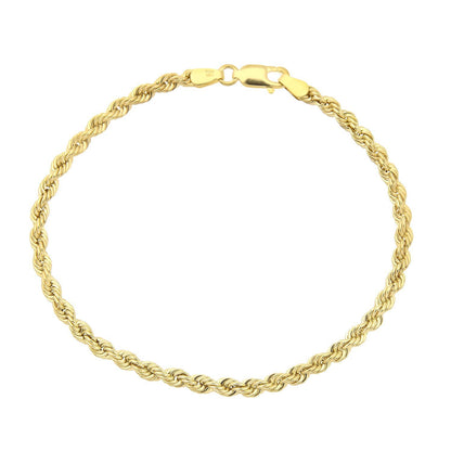 9ct Gold  Rope Chain Bracelet 3.5mm 7.5 inch - 060AXLHVC7.5