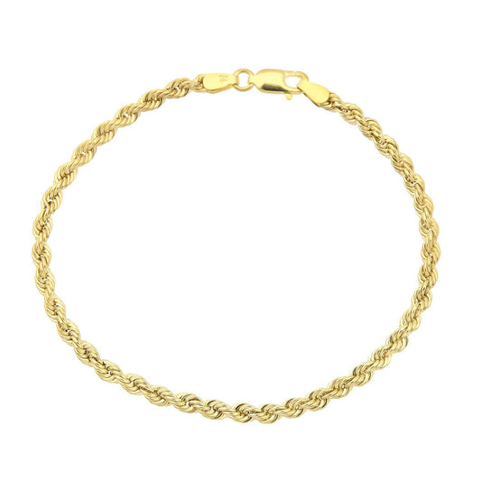 9ct Gold  Rope Chain Bracelet 3.5mm 7.5 inch - 060AXLHVC7.5