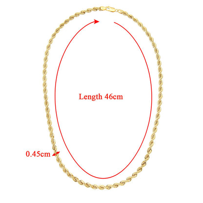 9ct Gold  Rope Chain Necklace 4.5mm - 080AXLHVC