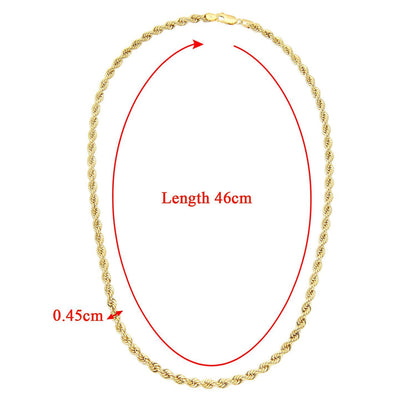 9ct Gold  Rope Chain Necklace 4.5mm - 080AXLHVC