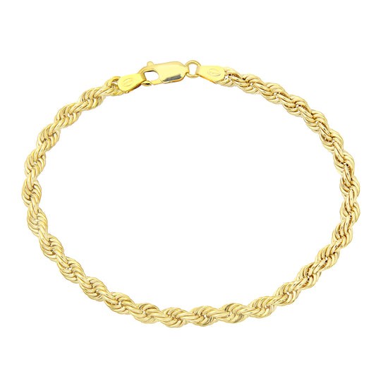9ct Gold  Rope Chain Bracelet 4.5mm 7.5 inch - 080AXLHVC7.5