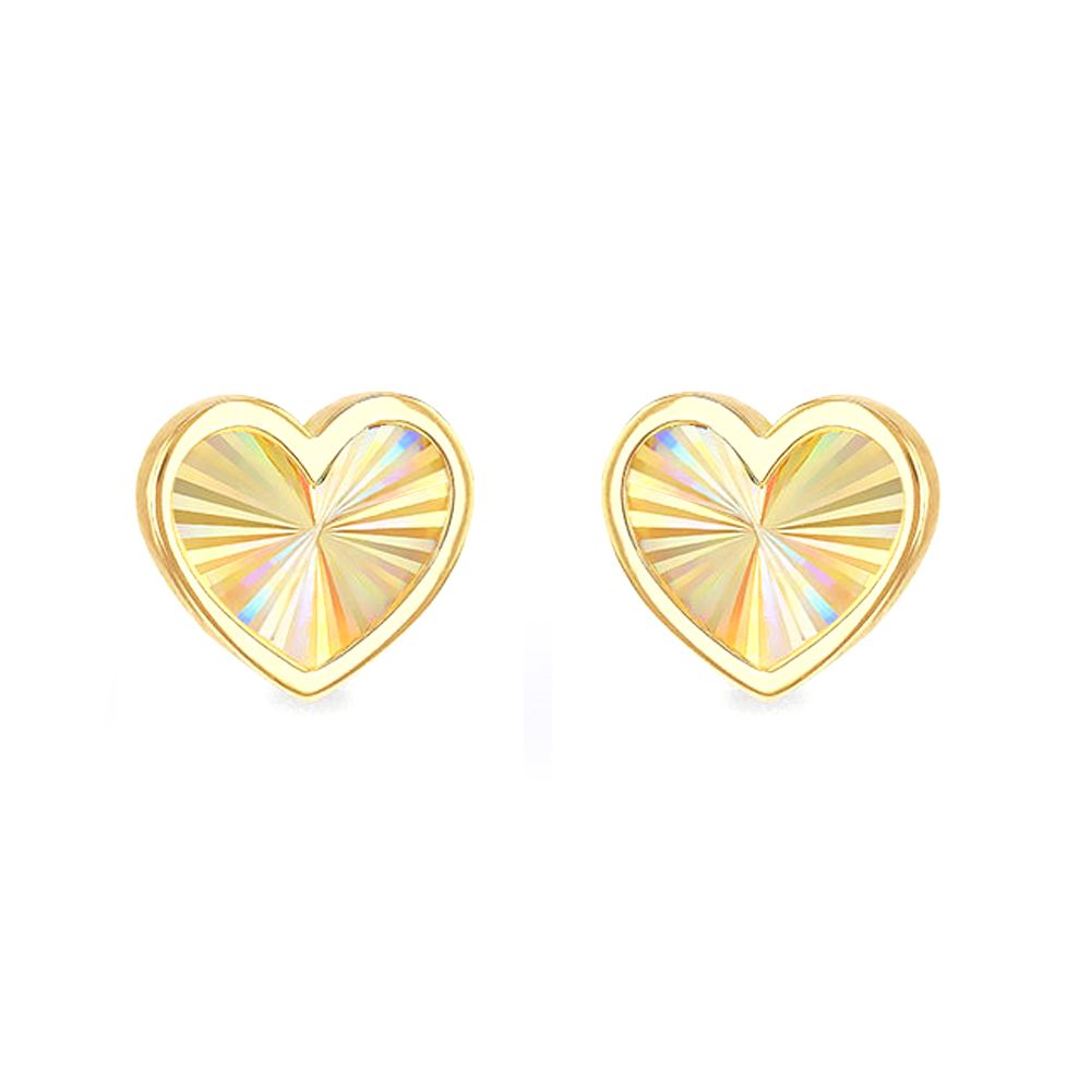 9ct Gold  Magic Rainbow Starburst Love Heart Stud Earrings 9mm - 1-55-9538