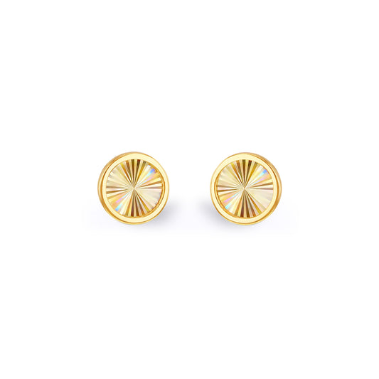 9ct Gold  Magic Rainbow Starburst Round CD Disc Stud Earrings 8mm - 1-55-9539