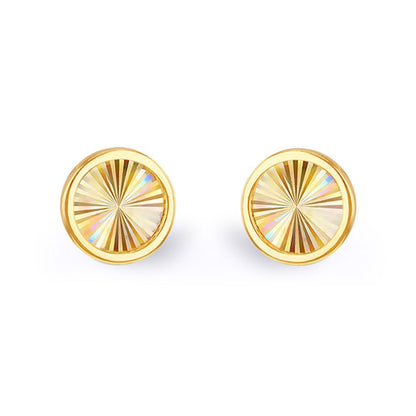 9ct Gold  Magic Rainbow Starburst Round CD Disc Stud Earrings 8mm - 1-55-9539