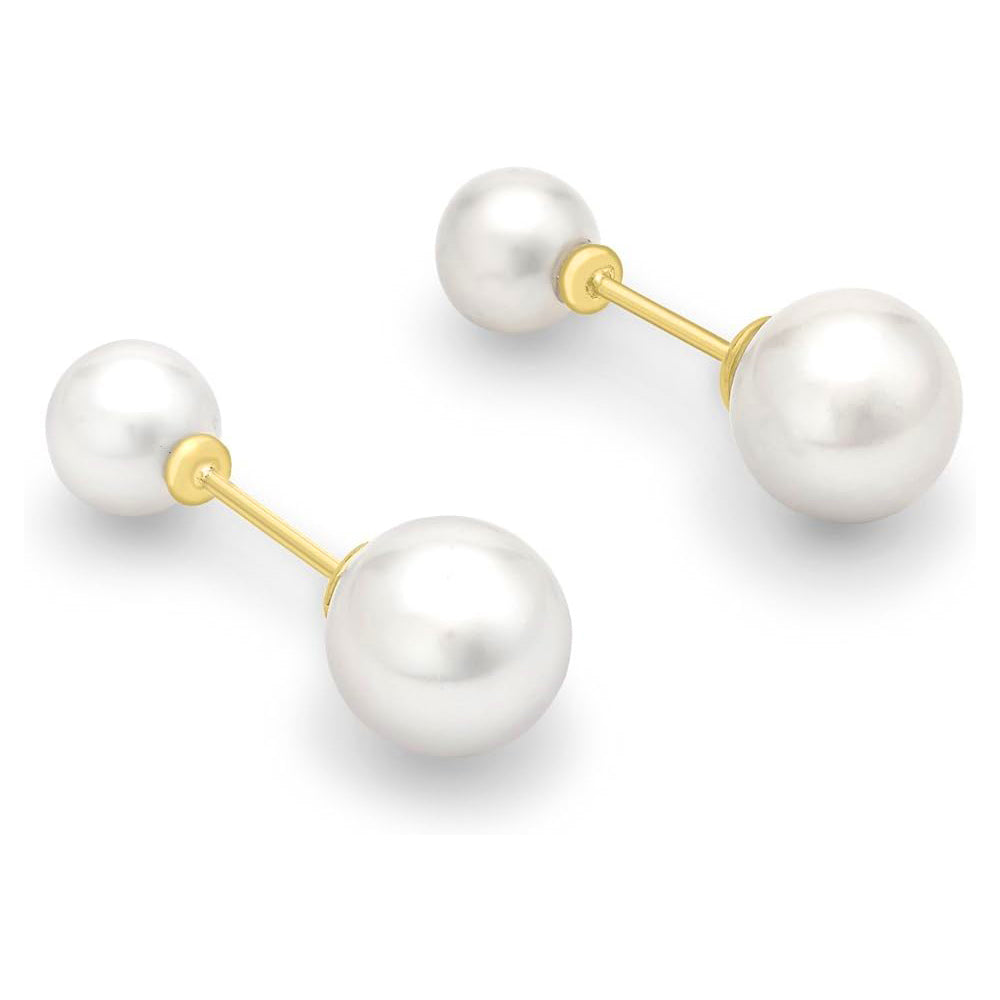 9ct Gold  Pearl Full Moon Reversible Stud Earrings 5mm & 7mm - 1-58-8769