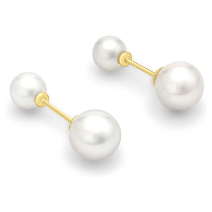 9ct Gold  Pearl Full Moon Double-Sided Stud Earrings 5mm & 7mm - 1-58-8769