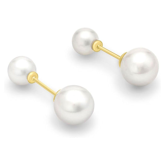9ct Gold  Pearl Full Moon Double-Sided Stud Earrings 5mm & 7mm - 1-58-8769