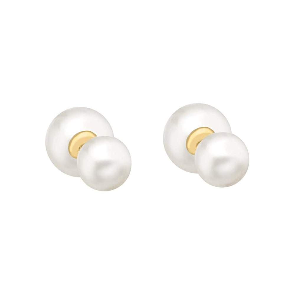 9ct Gold  Pearl Full Moon Reversible Stud Earrings 5mm & 7mm - 1-58-8769