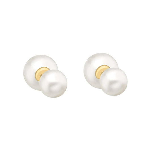 9ct Gold  Pearl Full Moon Double-Sided Stud Earrings 5mm & 7mm - 1-58-8769