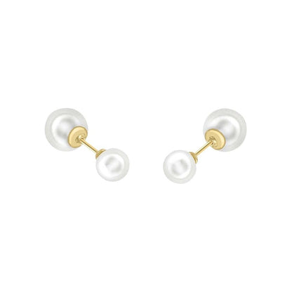 9ct Gold  Pearl Full Moon Double-Sided Stud Earrings 5mm & 7mm - 1-58-8769