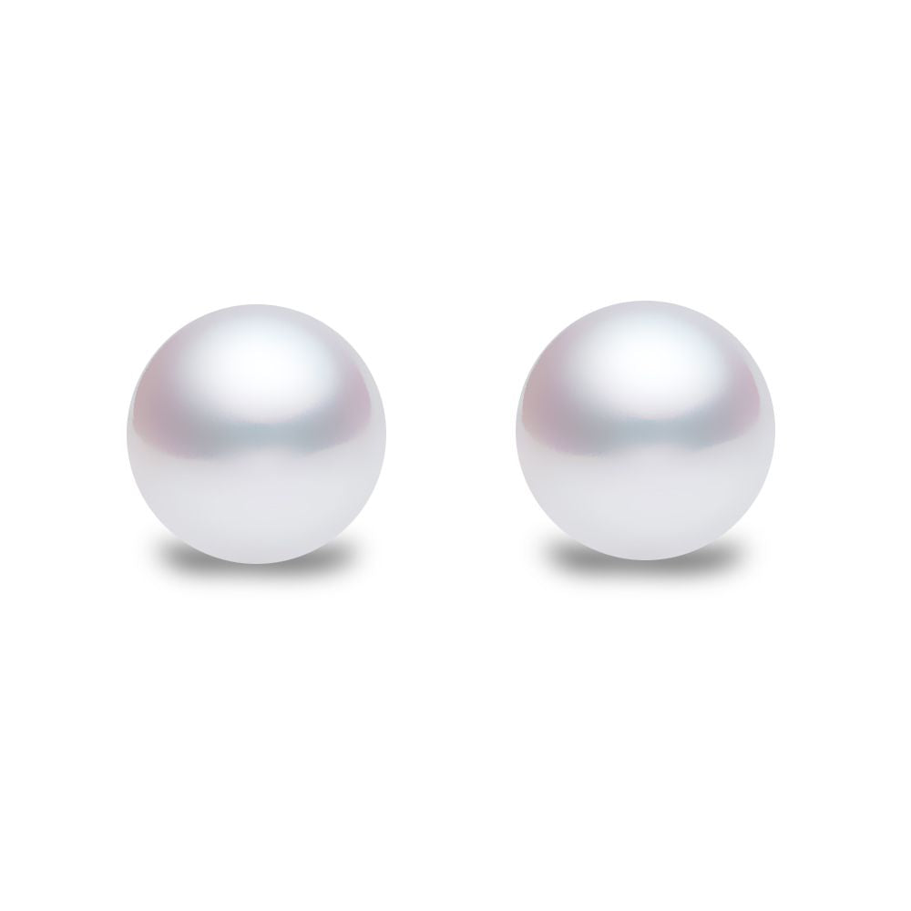 9ct Gold  Pearl CZ Full Moon Double-Sided Stud Earrings 4mm & 6mm - 1-58-9459