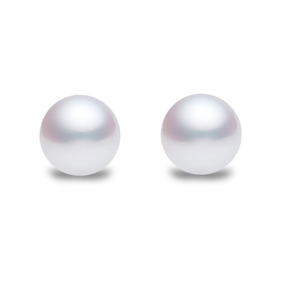 9ct Gold  Pearl CZ Full Moon Double-Sided Stud Earrings 4mm & 6mm - 1-58-9459