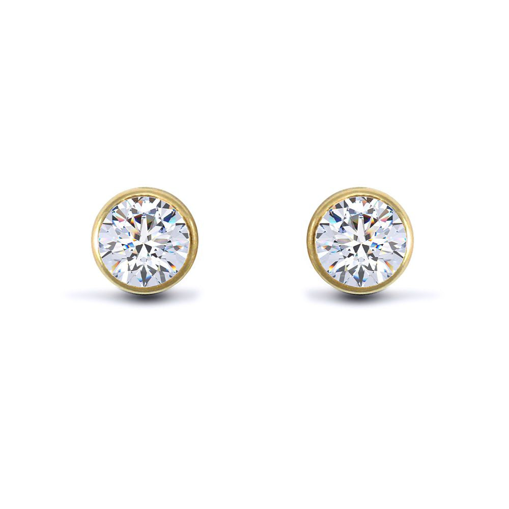 9ct Gold  Pearl CZ Full Moon Double-Sided Stud Earrings 4mm & 6mm - 1-58-9459