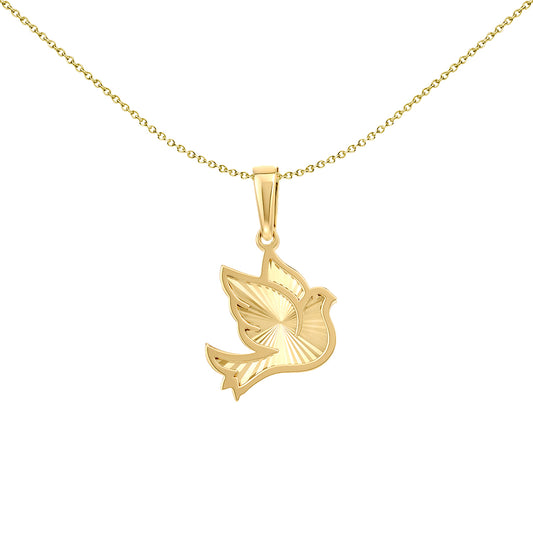 9ct Gold  Sunburst Rainbow Dove of Peace Forgiveness Charm Pendant - 1-61-0091