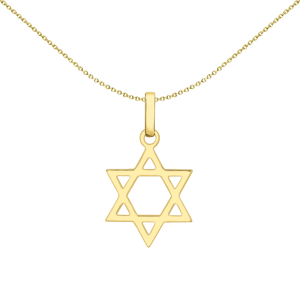 9ct Gold  Magen David Star Charm Pendant Necklace - 1-64-2521