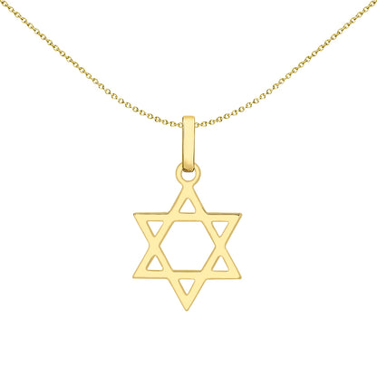 9ct Gold  Magen David Star Charm Pendant Necklace - 1-64-2521