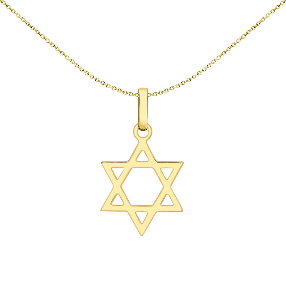 9ct Gold  Magen David Star Charm Pendant Necklace - 1-64-2521