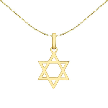 9ct Gold  Magen David Star Charm Pendant Necklace - 1-64-2521