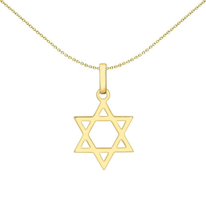 9ct Gold  Magen David Star Charm Pendant Necklace - 1-64-2521