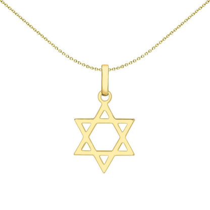 9ct Gold  Magen David Star Charm Pendant Necklace - 1-64-2521