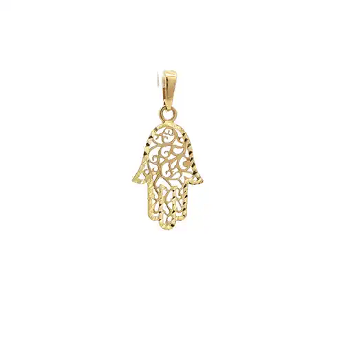 9ct Gold  Diamond-cut Hamsa 5 Hand Charm Pendant - 1-68-4319