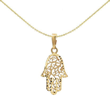 9ct Gold  Diamond-cut Hamsa 5 Hand Charm Pendant - 1-68-4319