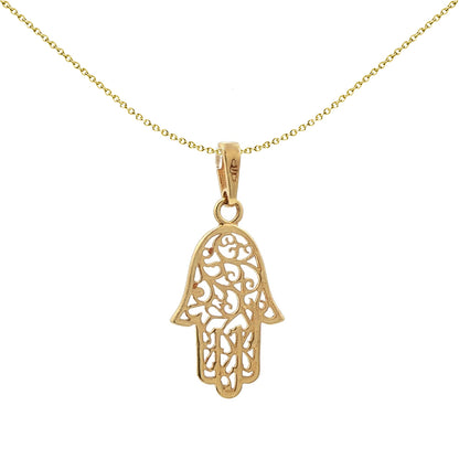 Ladies 9ct Gold  Diamond-cut Hamsa 5 Hand Charm Pendant - JPD586