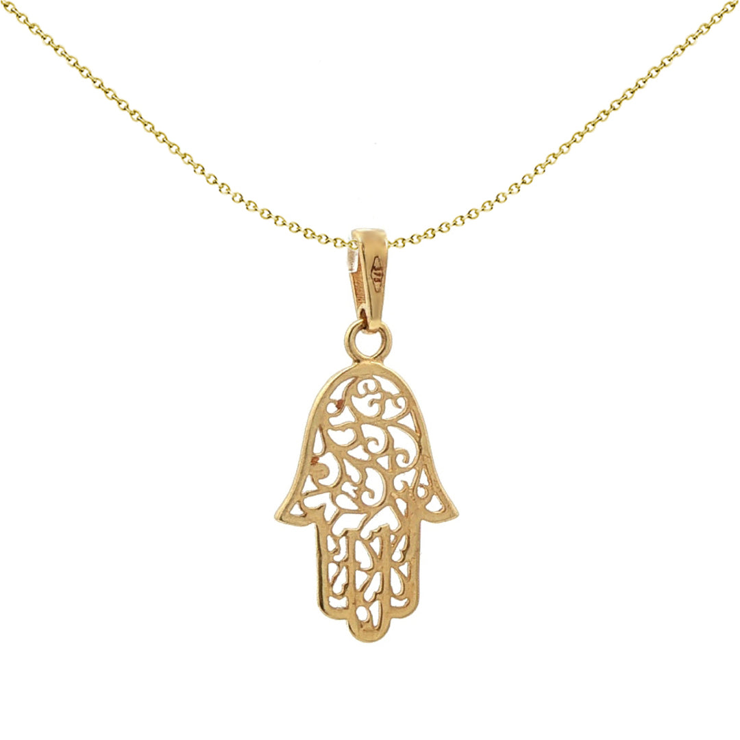 9ct Gold  Diamond-cut Hamsa 5 Hand Charm Pendant - 1-68-4319
