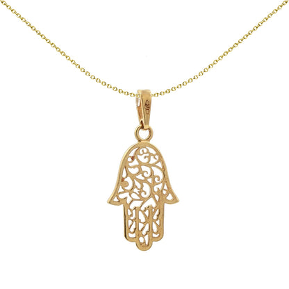 9ct Gold  Diamond-cut Hamsa 5 Hand Charm Pendant - 1-68-4319