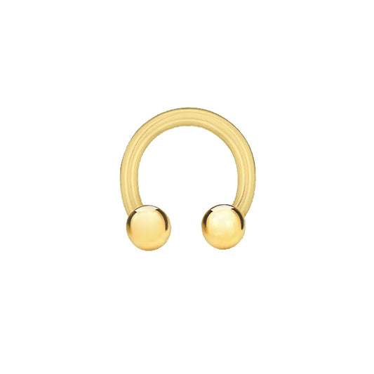 9ct Gold  U-Shape Ball Torque 1mm Barbell Body Nose Piercing 9mm - 1-70-0659