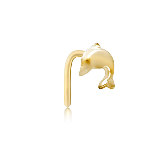 9ct Gold  Leaping Dolphin L-Post Nose Stud 5mm - 1-70-0679